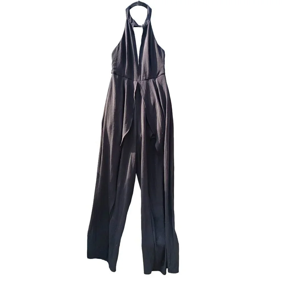 Shinestar Evening Date Night Halter Jumpsuit Black Size S - Picture 9 of 9